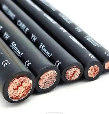 Yüksek Voltajlı Saf Bakır Kaynak Kablo 50mm Düşük Kayıplı İzole Kondüktör XLPE PVC Kauçuk İzole ile